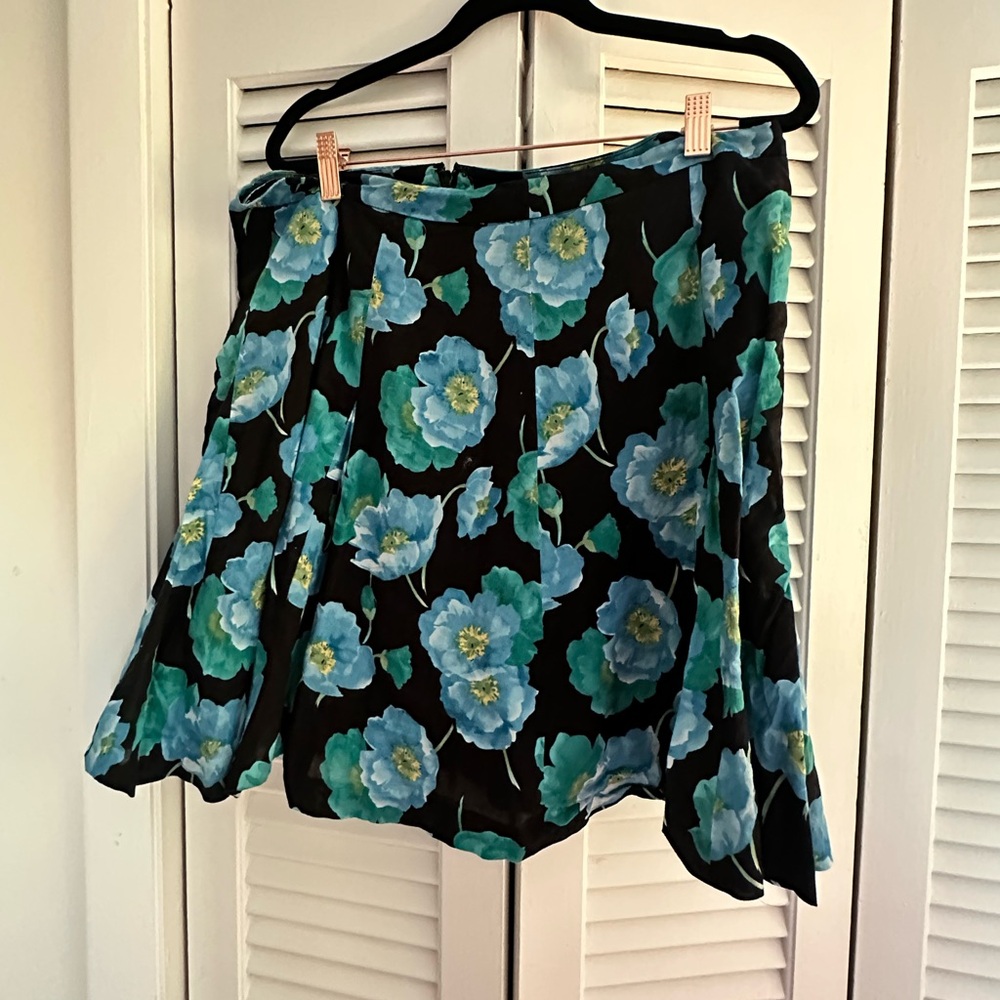 Loft - Floral Skirt with Blue and Green Flowers